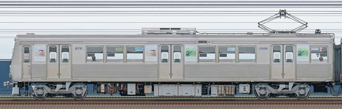 静岡鉄道1000形クモハ1008海側の側面写真