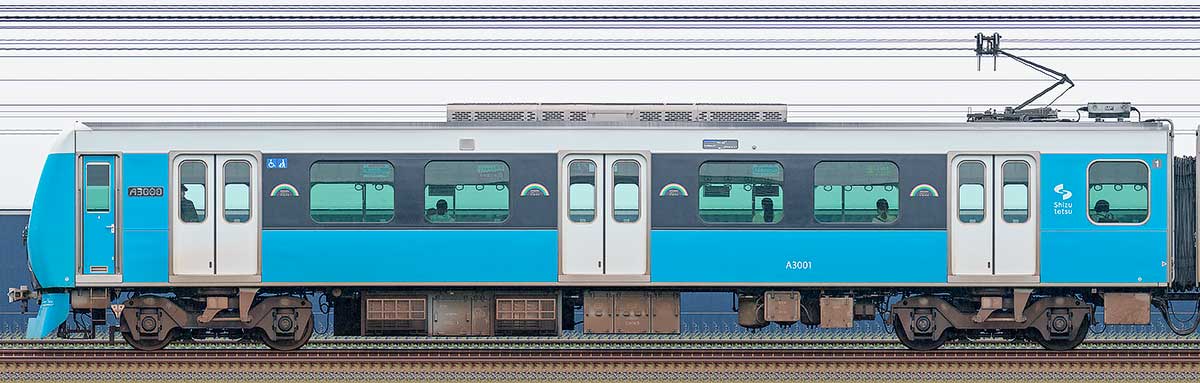 静岡鉄道A3000形クモハA3001海側の側面写真