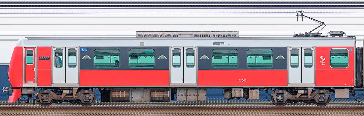 静岡鉄道A3000形クモハA3002海側の側面写真
