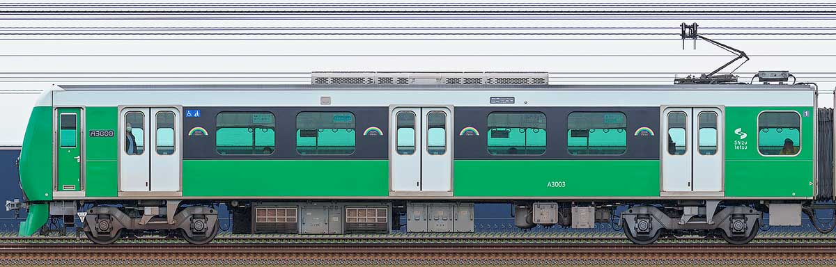 静岡鉄道A3000形クモハA3003海側の側面写真