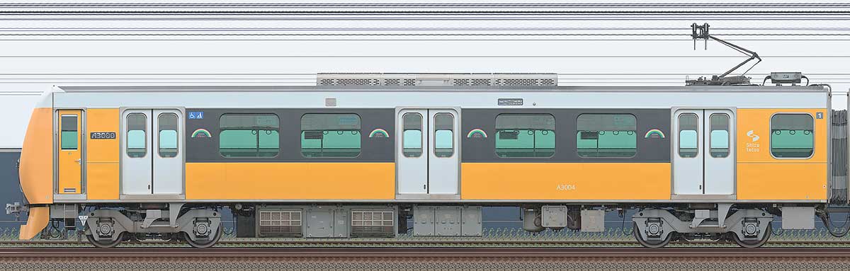 静岡鉄道A3000形クモハA3004海側の側面写真
