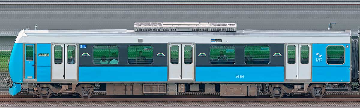 静岡鉄道A3000形クハA3501山側の側面写真