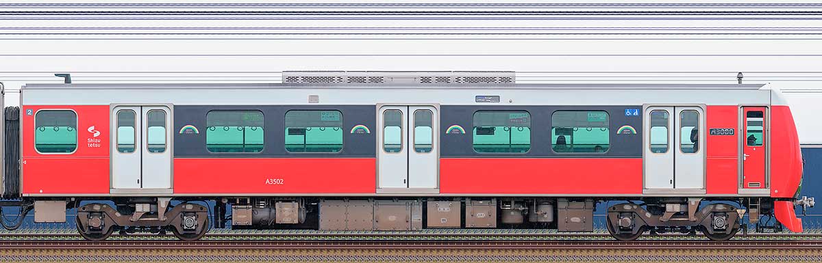 静岡鉄道A3000形クハA3502海側の側面写真
