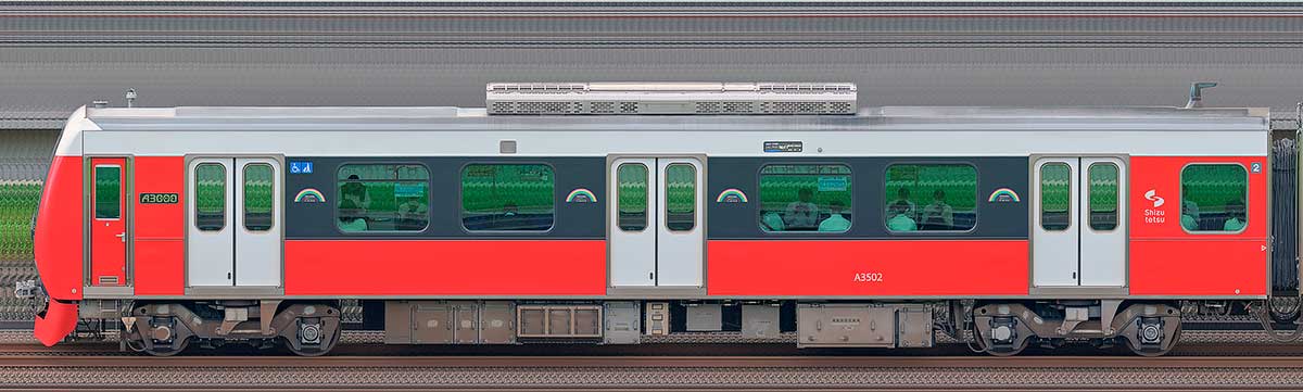 静岡鉄道A3000形クハA3502山側の側面写真