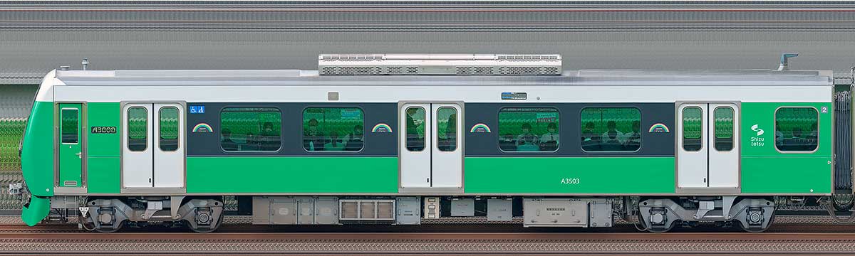 静岡鉄道A3000形クハA3503山側の側面写真