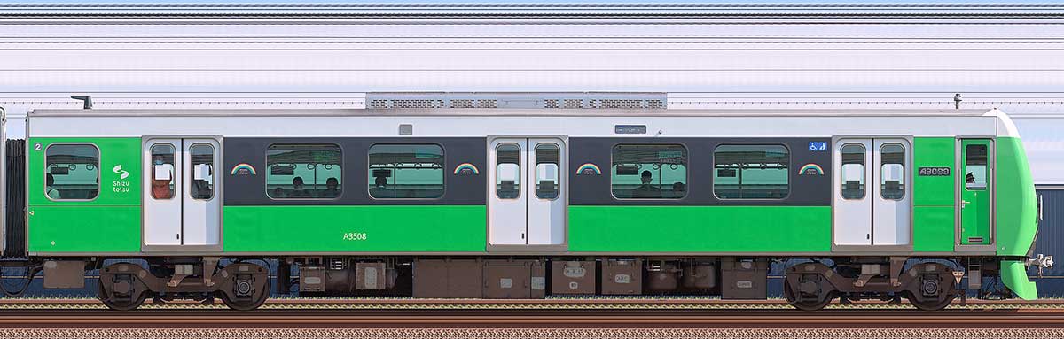 静岡鉄道A3000形クハA3508海側の側面写真