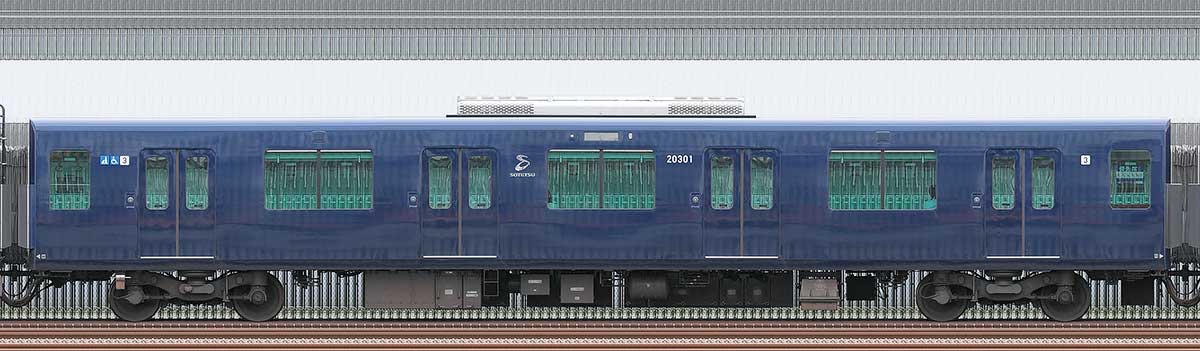 相鉄20000系サハ20301山側の側面写真
