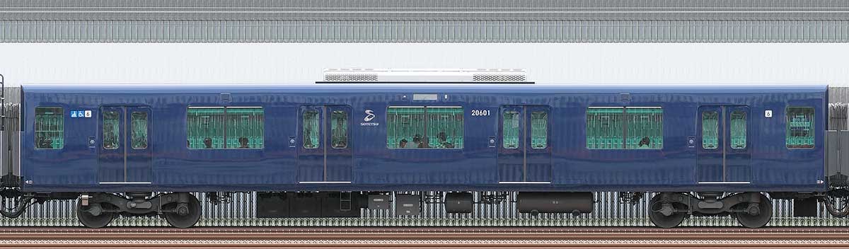 相鉄20000系サハ20601山側の側面写真