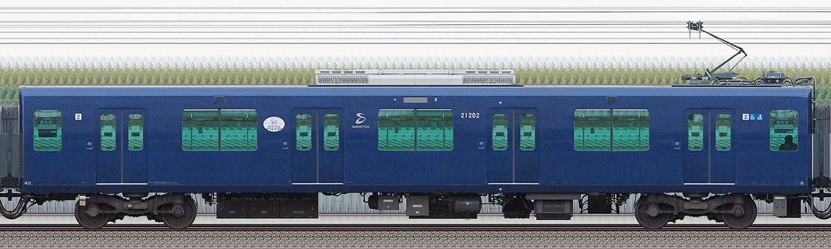 相鉄21000系「相鉄・東急新横浜線開業記念号」モハ21202山側の側面写真