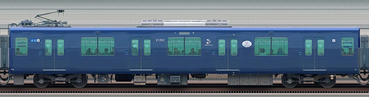相鉄21000系「相鉄・東急新横浜線開業記念号」モハ21202海側の側面写真