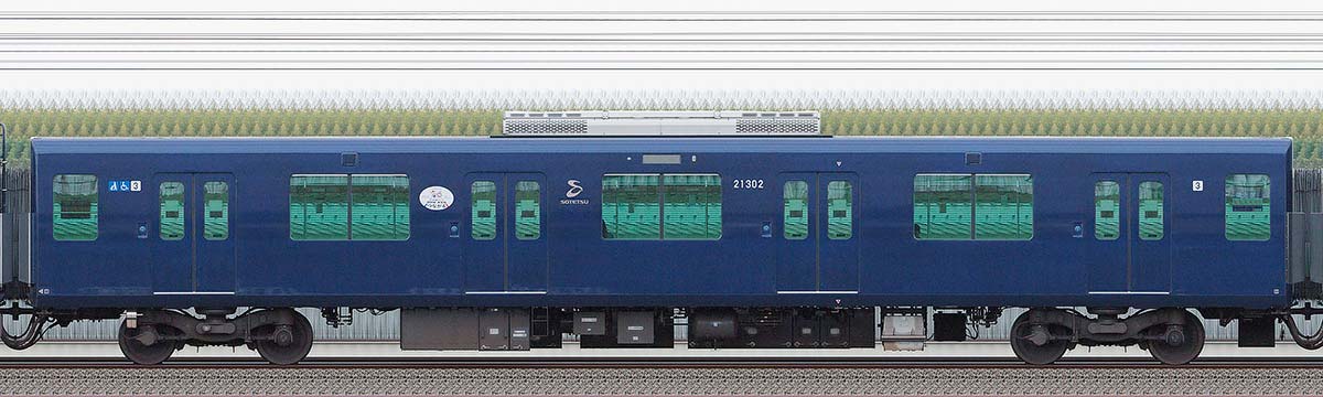 相鉄21000系「相鉄・東急新横浜線開業記念号」サハ21302山側の側面写真