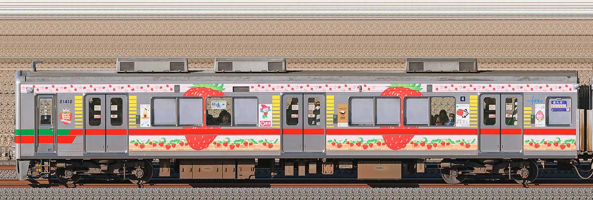 東武20400型「Berry² Happy Train」クハ21412海側の側面写真