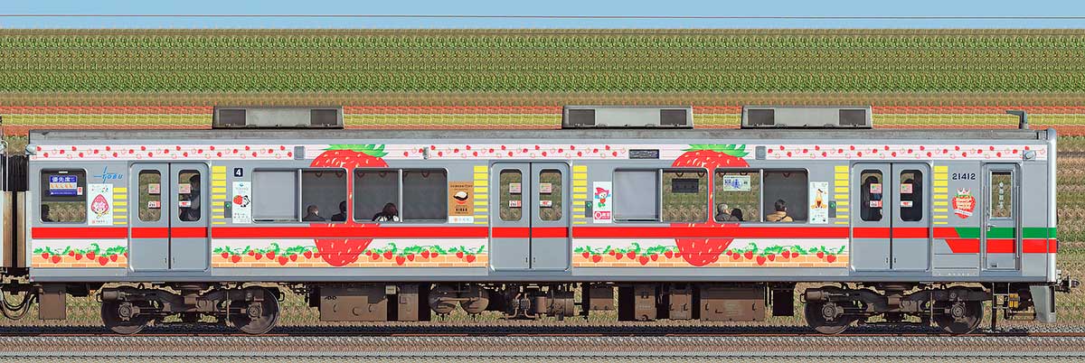 東武20400型「Berry² Happy Train」クハ21412山側の側面写真