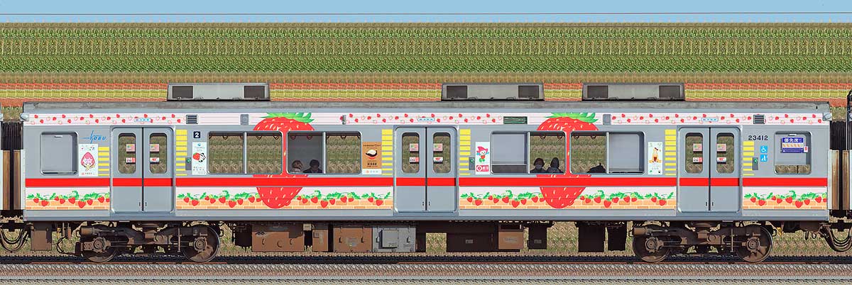 東武20400型「Berry² Happy Train」モハ23412山側の側面写真