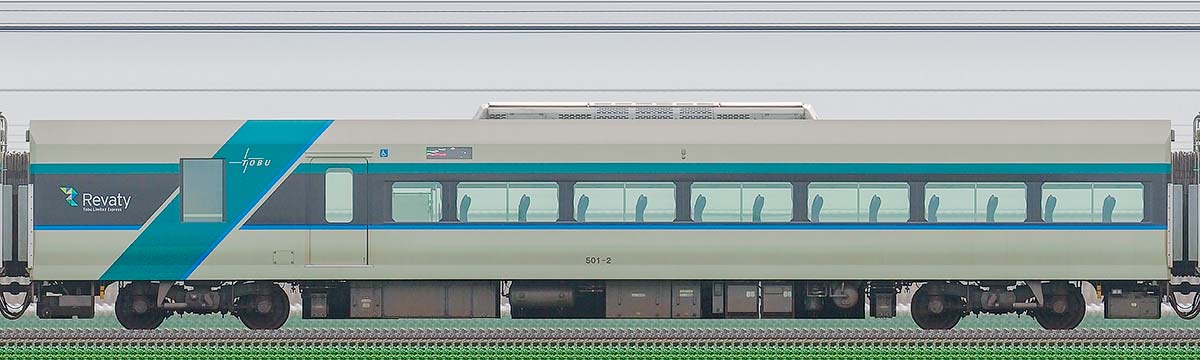 東武500系「リバティ」サハ501-2（荷物置場設置後）山側の側面写真