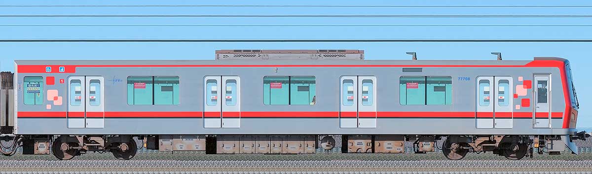 東武70000型モハ77708海側の側面写真