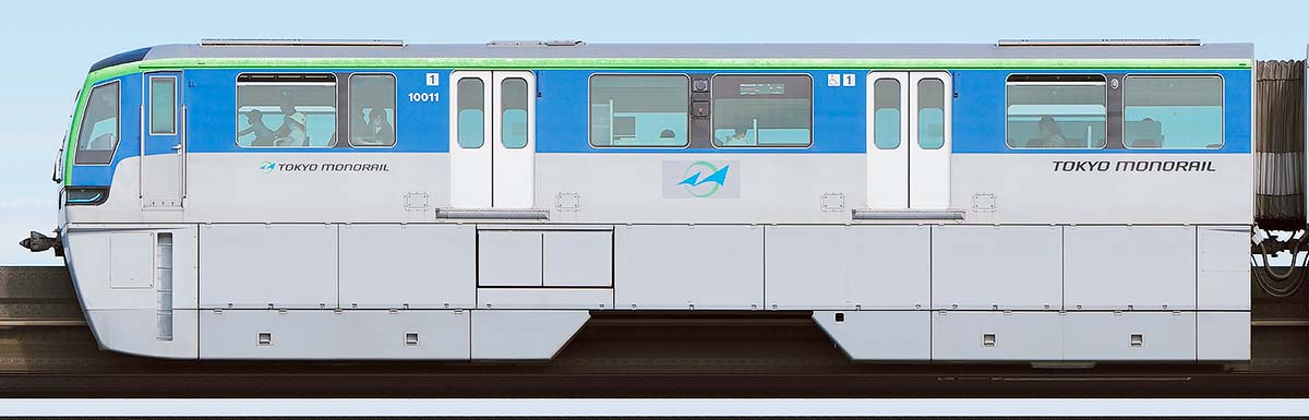東京モノレール10000形10011山側の側面写真