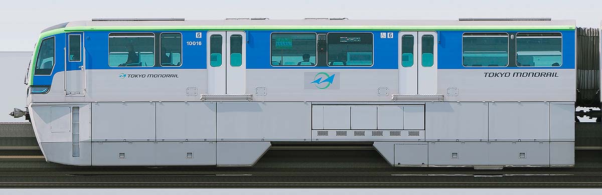 東京モノレール10000形10016海側の側面写真
