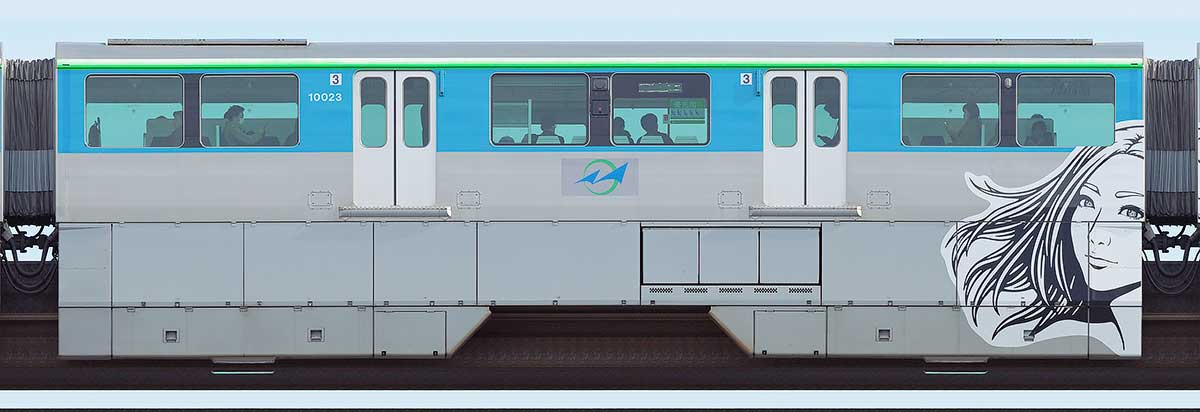 東京モノレール10000形「Hogalee氏デザイントレイン」10023山側の側面写真