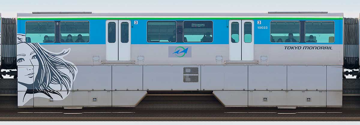 東京モノレール10000形「Hogalee氏デザイントレイン」10023海側の側面写真