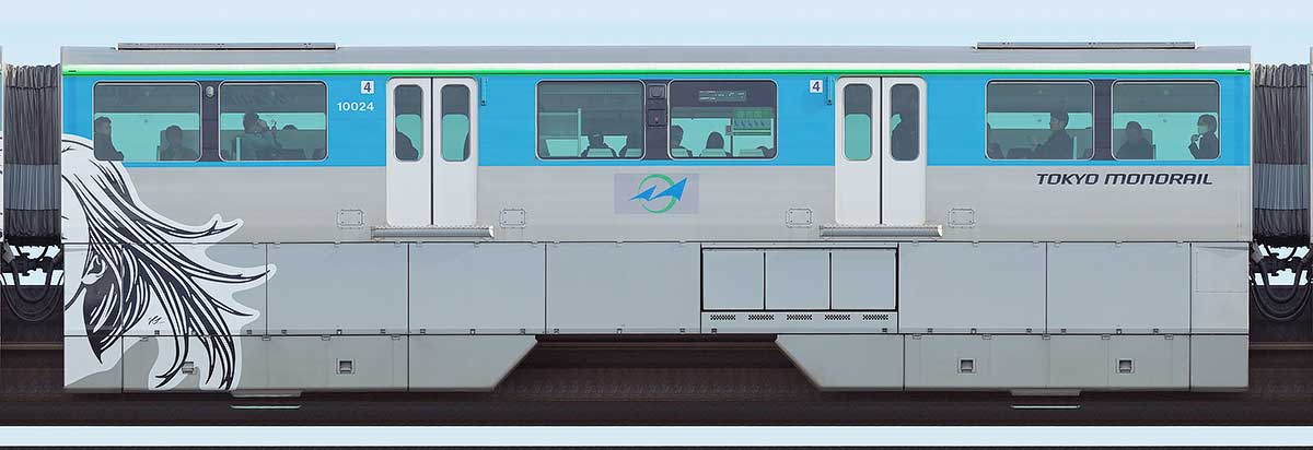 東京モノレール10000形「Hogalee氏デザイントレイン」10024山側の側面写真