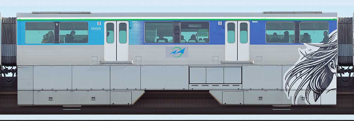 東京モノレール10000形「Hogalee氏デザイントレイン」10025山側の側面写真