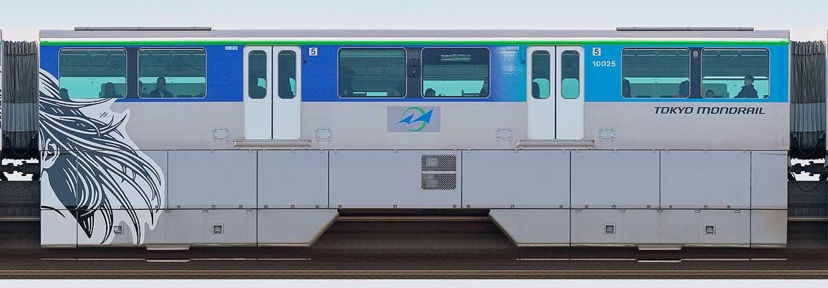 東京モノレール10000形「Hogalee氏デザイントレイン」10025海側の側面写真