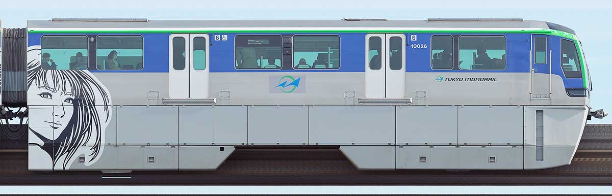 東京モノレール10000形「Hogalee氏デザイントレイン」10026山側の側面写真