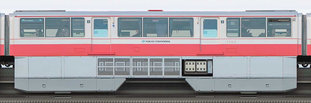 東京モノレール1000形「500形復刻塗装」1050海側の側面写真