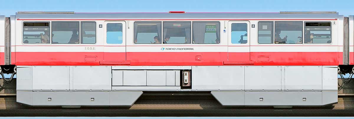 東京モノレール1000形「500形復刻塗装」1052山側の側面写真