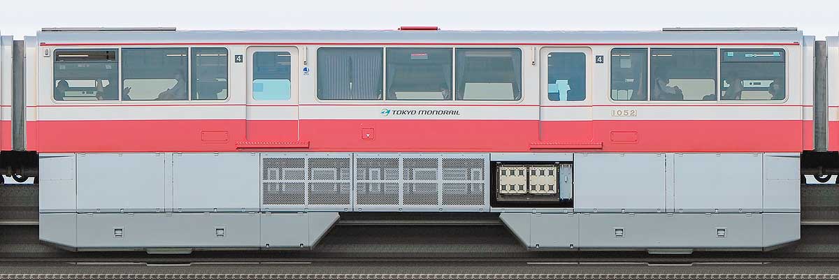 東京モノレール1000形「500形復刻塗装」1052海側の側面写真