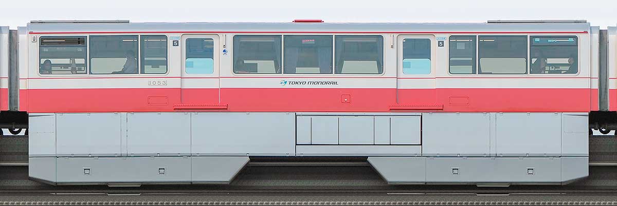 東京モノレール1000形「500形復刻塗装」1053海側の側面写真