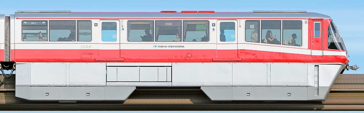 東京モノレール1000形「500形復刻塗装」1054山側の側面写真