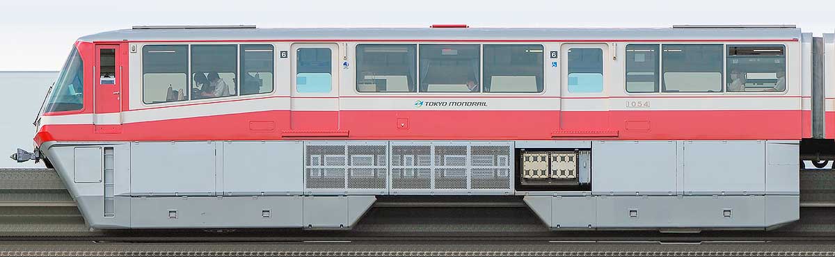 東京モノレール1000形「500形復刻塗装」1054海側の側面写真