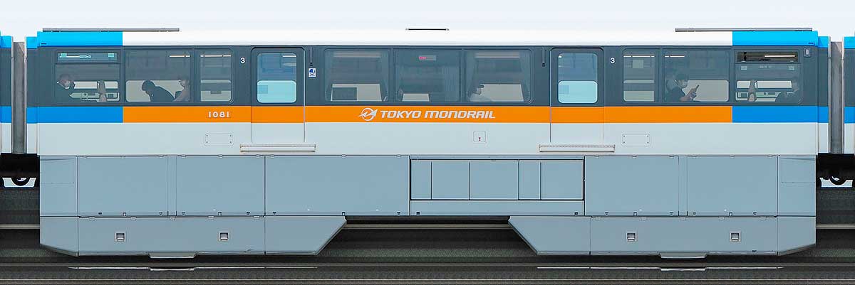 東京モノレール1000形1081海側の側面写真