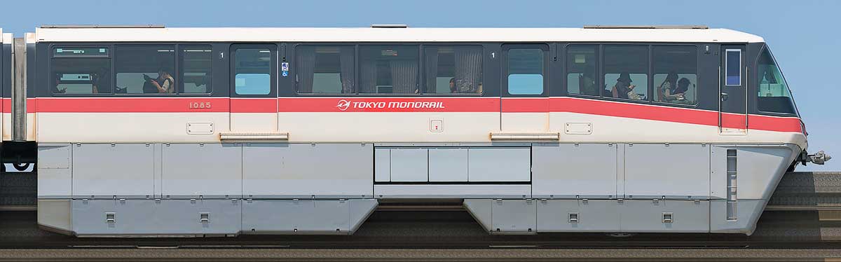 東京モノレール1000形1085(初代塗装)海側の側面写真