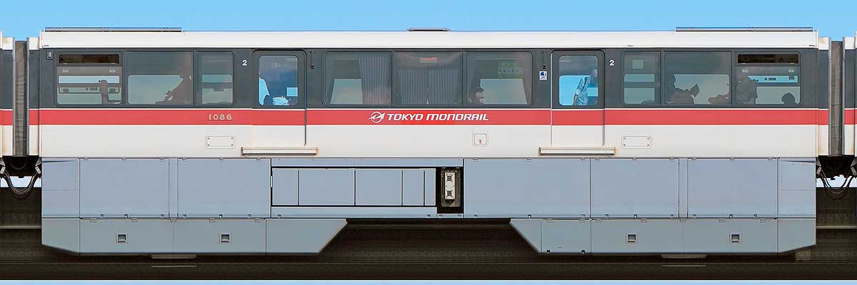 東京モノレール1000形1086(初代塗装)山側の側面写真