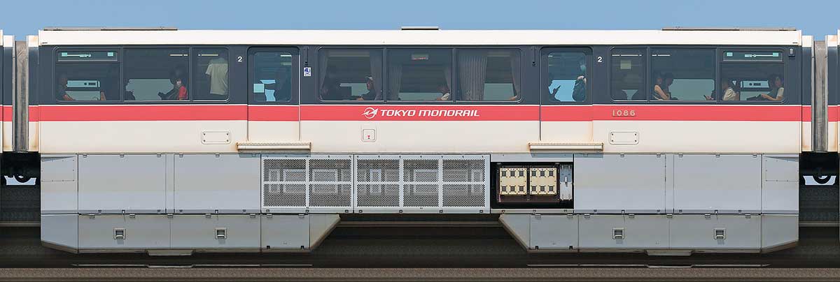 東京モノレール1000形1086(初代塗装)海側の側面写真