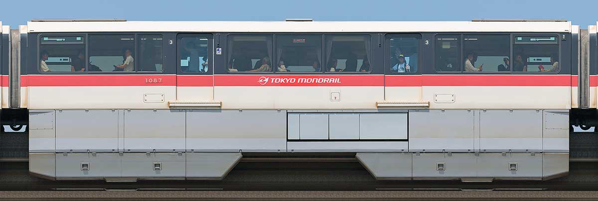 東京モノレール1000形1087(初代塗装)海側の側面写真