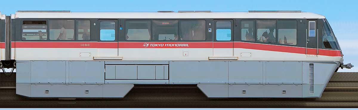 東京モノレール1000形1090(初代塗装)山側の側面写真