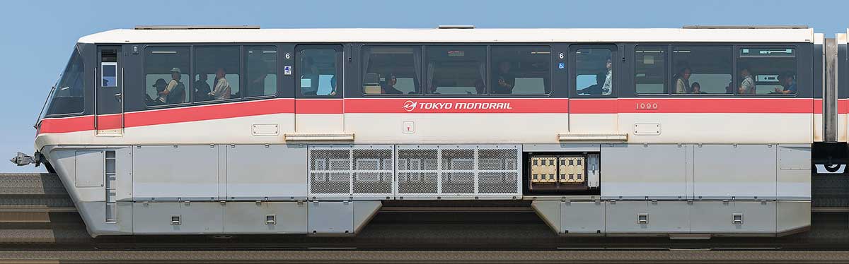 東京モノレール1000形1090(初代塗装)海側の側面写真