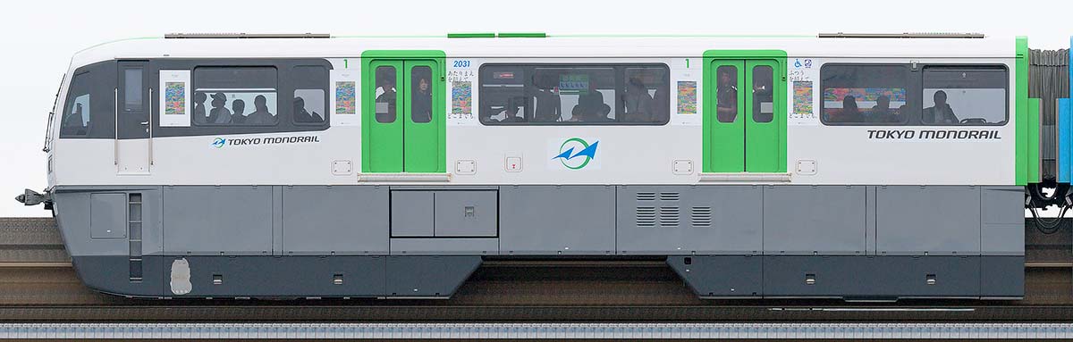 東京モノレール2000形2031「ヘラルボニー」ラッピング山側の側面写真