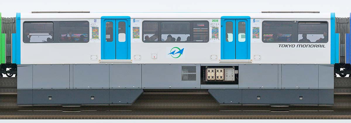 東京モノレール2000形2035「ヘラルボニー」ラッピング海側の側面写真