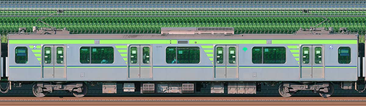 東京都交通局 新宿線 10-300形10-593海側の側面写真