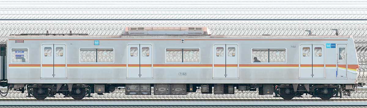 東京メトロ7000系71021側の側面写真