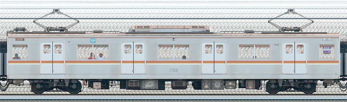 東京メトロ7000系73021側の側面写真