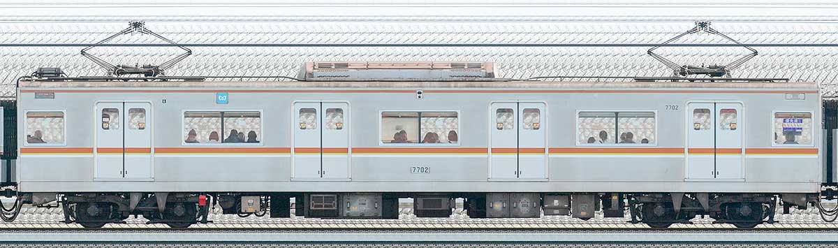 東京メトロ7000系77021側の側面写真