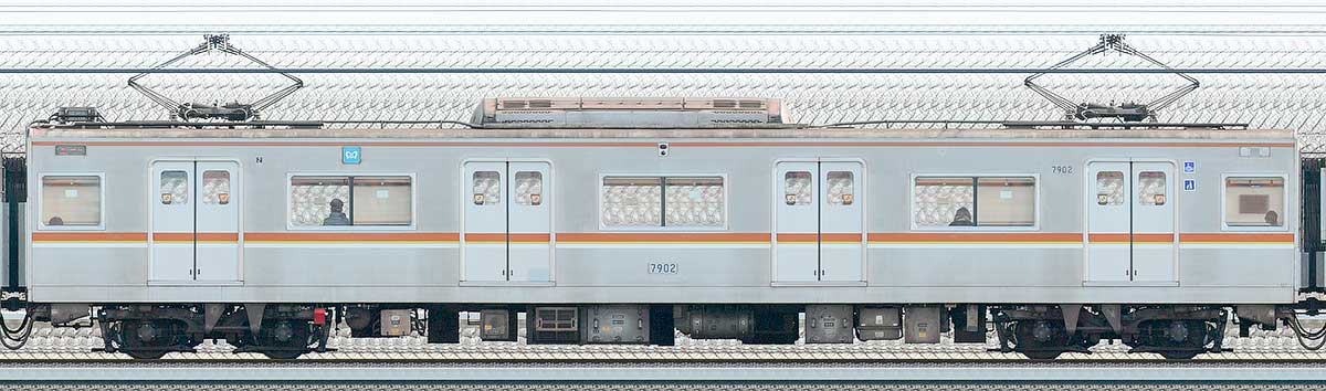 東京メトロ7000系7902の側面写真｜RailFile.jp｜鉄道車両サイドビュー 