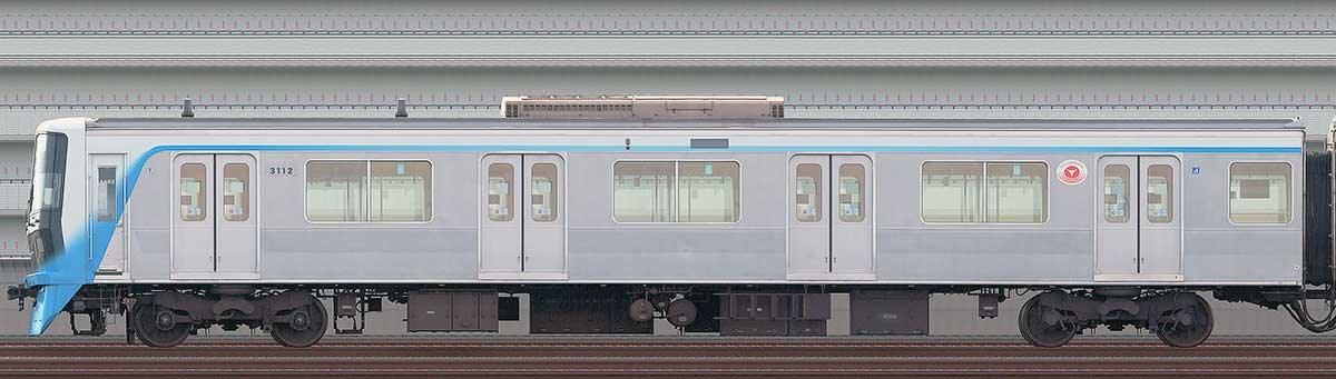 東急3000系クハ3112(リニューアル車)山側の側面写真