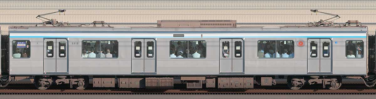 東急3000系デハ3312(リニューアル車)海側の側面写真